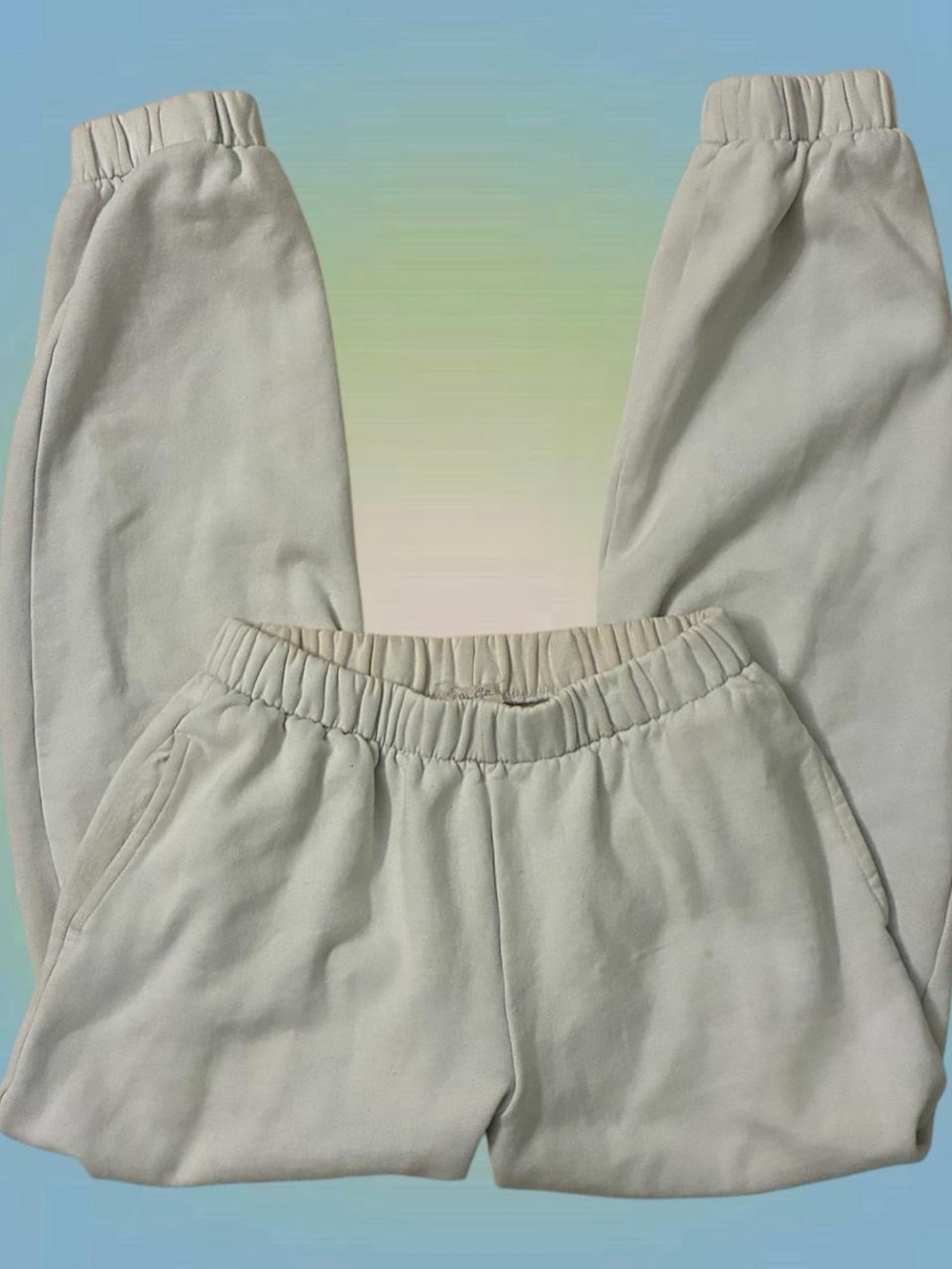 Brandy Melville White Elastic Waist Jogger Pants
